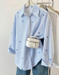 Women's Striped Color Block Button Front
Shirt, Casual Wear Spring