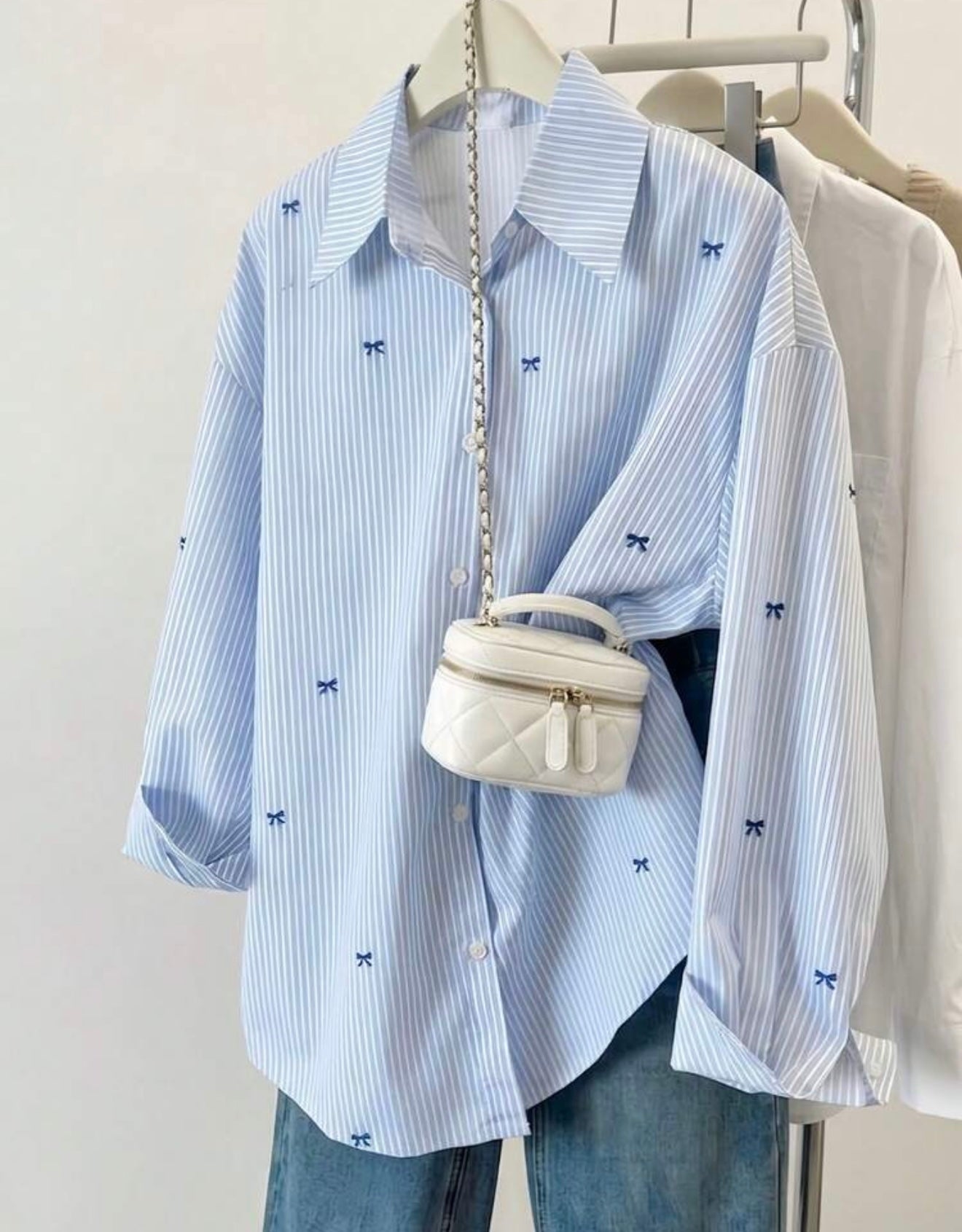 Women's Striped Color Block Button Front
Shirt, Casual Wear Spring